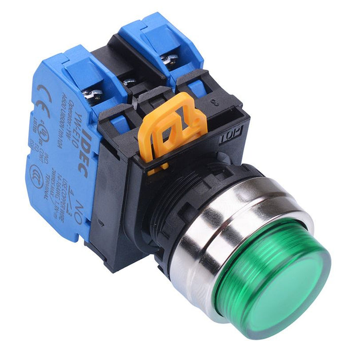 YW4L-M2E20Q3G Green 12V illuminated 22mm Metal Bezel Momentary Push Button Switch 2NO IP65 IDEC