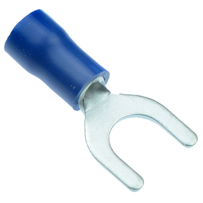 Blue 6.4mm Insulated Crimp Fork Terminal (Pack of 100)