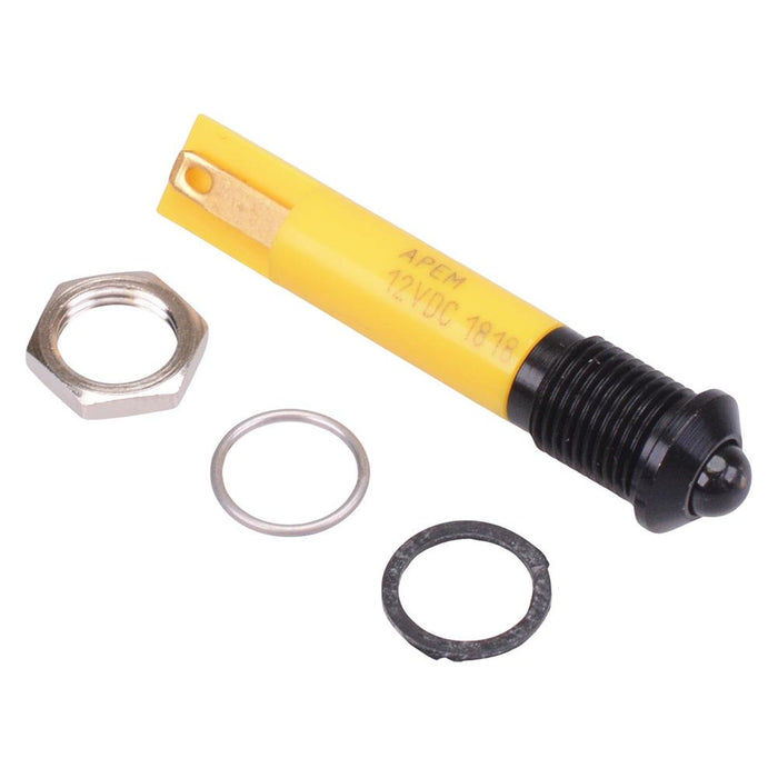 Q8P1BXXSY12E Super Bright Yellow Prominent 8mm 12VDC LED Panel Indicator IP67 APEM