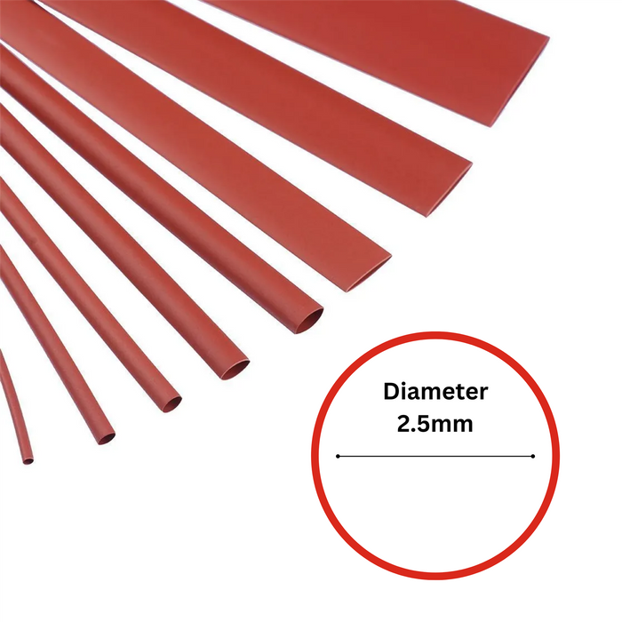 2.5mm x 1.2m Red Heat Shrink Sleeve