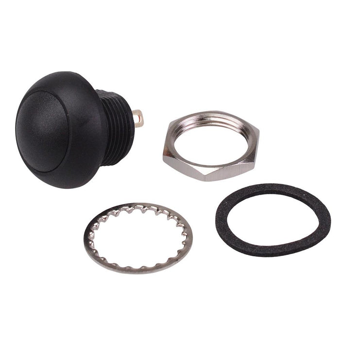 Black Off-(On) Momentary 12mm Round Push Button Switch SPST IP67
