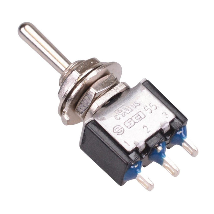 TA104A1 (On)-Off-(On) Momentary Miniature Toggle Switch SPDT 6A
