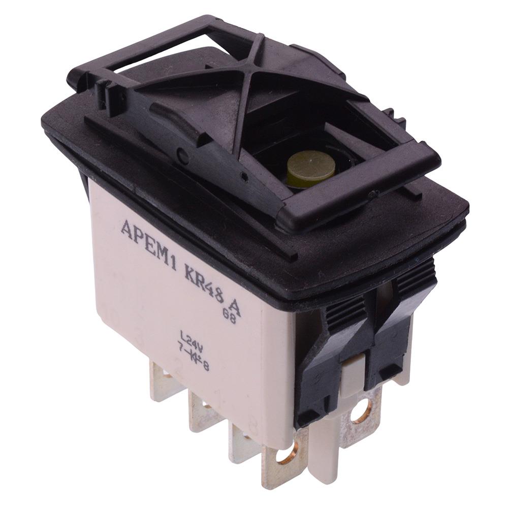KR48CAKLXG APEM On-Off-(On) Momentary Yellow LED 24V Automotive Rocker ...