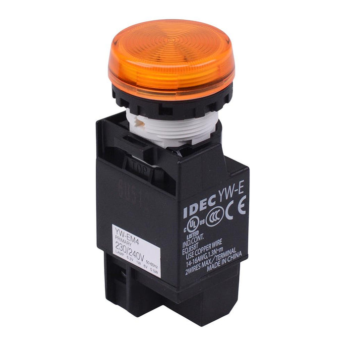 YW1P-1EM42A Amber 230V LED Panel Mount Pilot Light Transformer IDEC