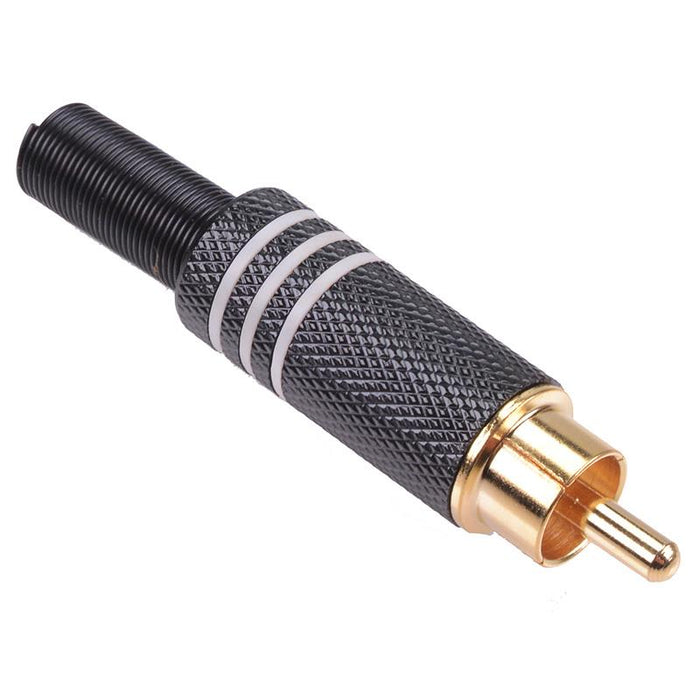 White RCA Gold Plated Male Plug Connector