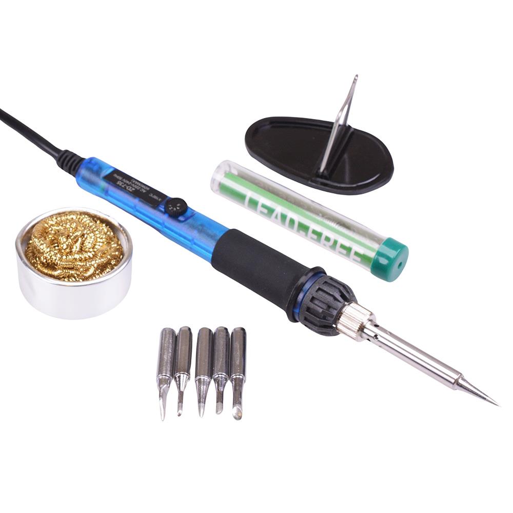 9pc 60W Adjustable Temperature Soldering Iron Starter Kit — Switch ...