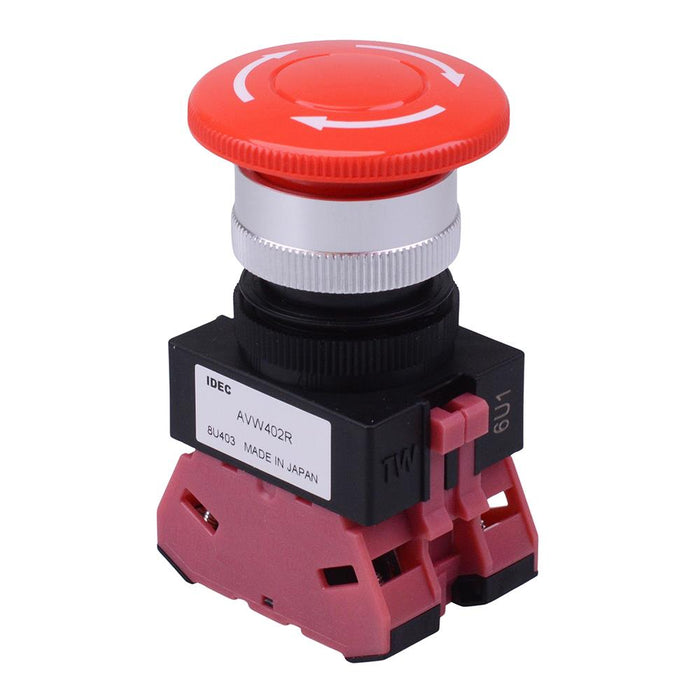 AVW402-R 30mm Emergency Stop Switch 40mm Mushroom 2NC IDEC