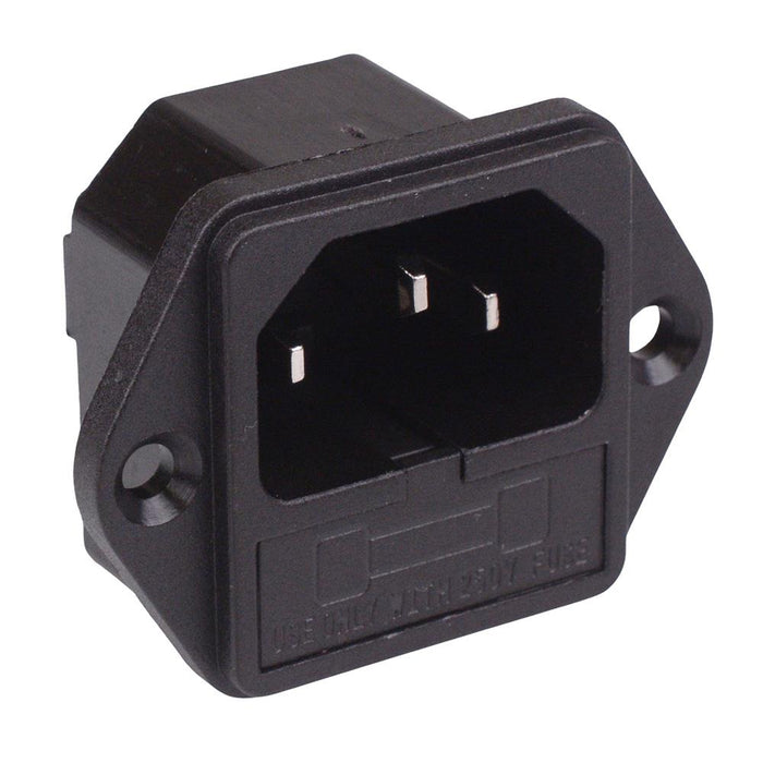C14 IEC Fused Inlet Socket Chassis Mount 6.3mm Terminals 10A