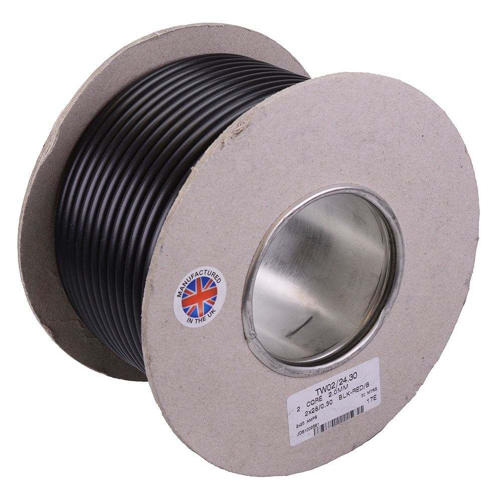 2mm² 2 Core Round Twin Thin Wall Cable 28 0.3mm 30M