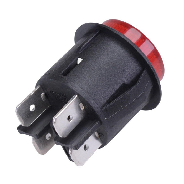 Red 12V LED 25mm Round Push Button Switch DPST 20A R13-541BL-01-BR-L1