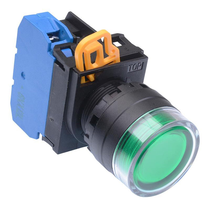 YW1L-AF2E10Q3G Green 12V illuminated 22mm Maintained Shrouded Push Button Switch NO IP65 IDEC