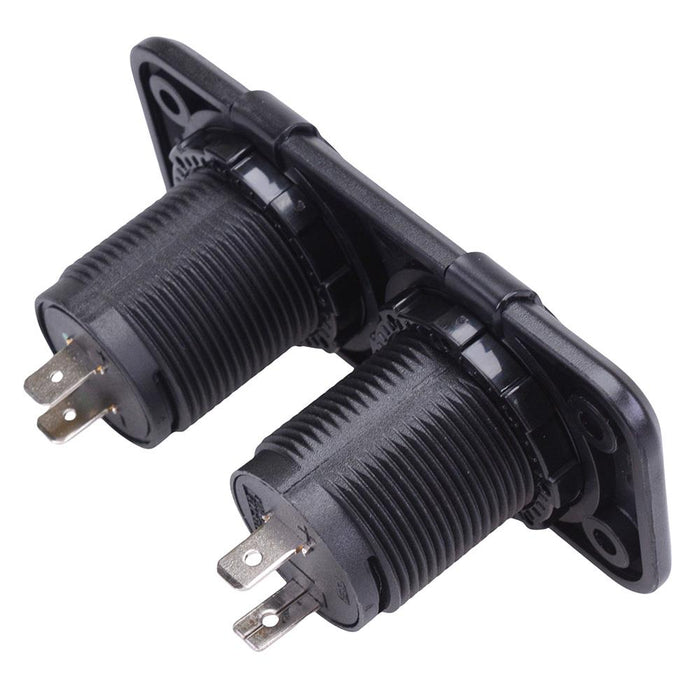 Dual USB-A + Cigarette Lighter Socket Panel Mount 12V/24V A13-142194BPD-BB3