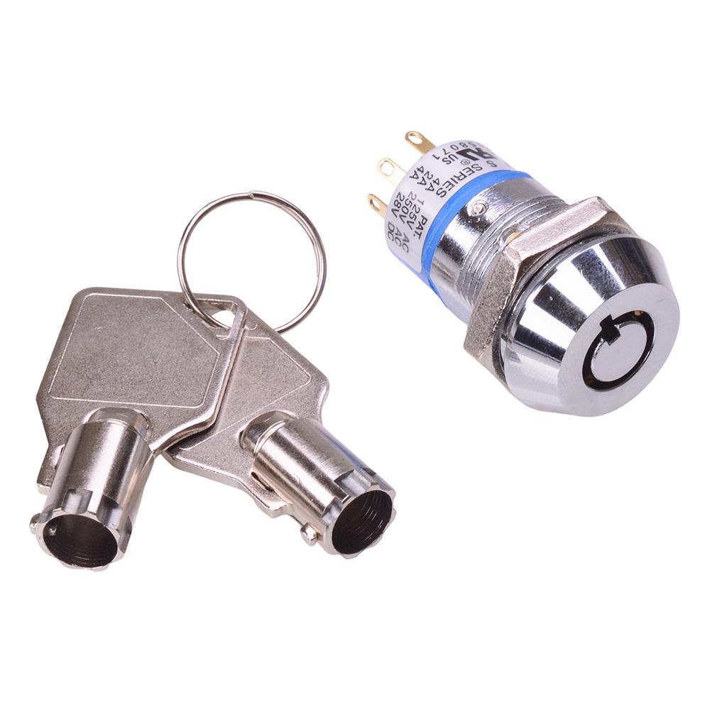 On-Off 2 Way 19mm Key Switch DPST 4A APEM — Switch Electronics | Your ...