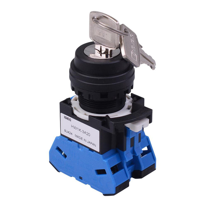 HW1K-3AF20 22mm 3 Position Maintained Key Switch 2NO IDEC