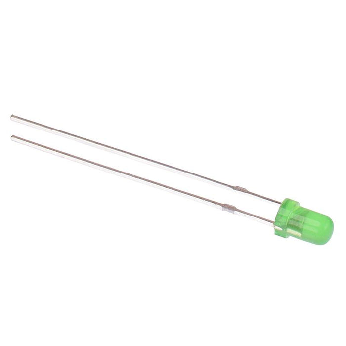 Pure Green 3mm Diffused Round LED 60° 1600mcd