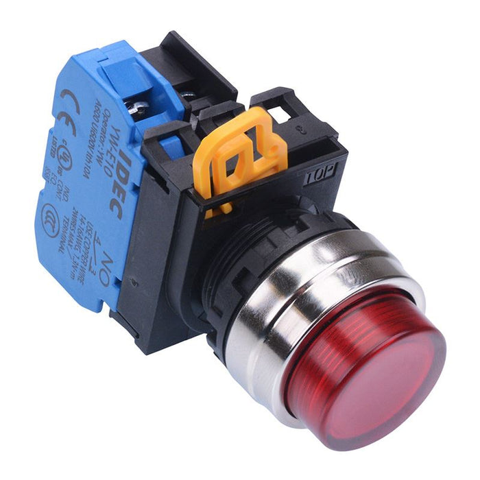 YW4L-M2E10Q3R Red 12V illuminated 22mm Metal Bezel Momentary Push Button Switch NO IP65 IDEC