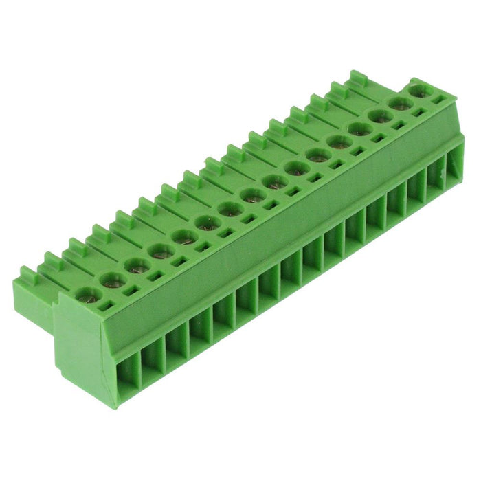 16-Way 3.5mm Right Angle Pluggable Terminal Block Green 8A 300V