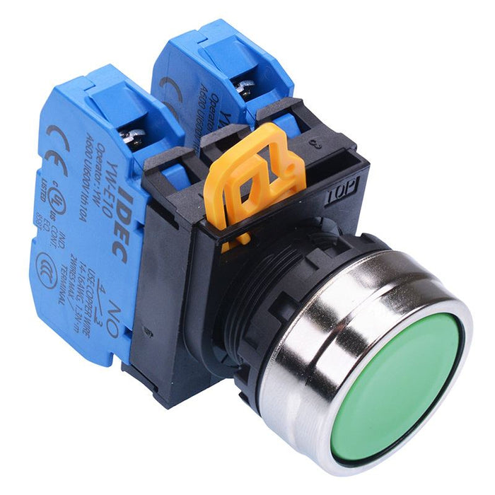 YW4B-M1E20G Green 22mm Metal Bezel Momentary Push Button Switch 2NO IP65 IDEC