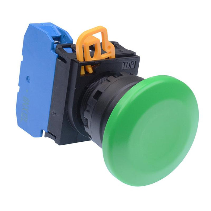 IDEC Green 22mm Mushroom Momentary Push Button Switch NO IP65 YW1B-M4E10G