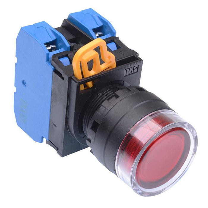 YW1L-AF2E20Q4R Red 24V illuminated 22mm Maintained Shrouded Push Button Switch 2NO IP65 IDEC