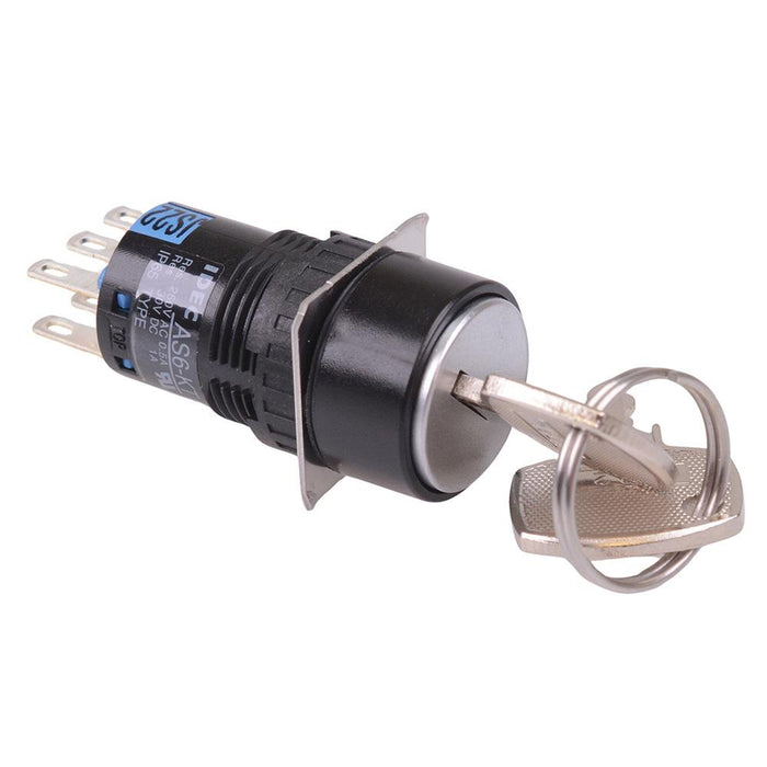 AS6M-2KT2PB 2 Position 16mm Latching Key Switch DPDT IDEC