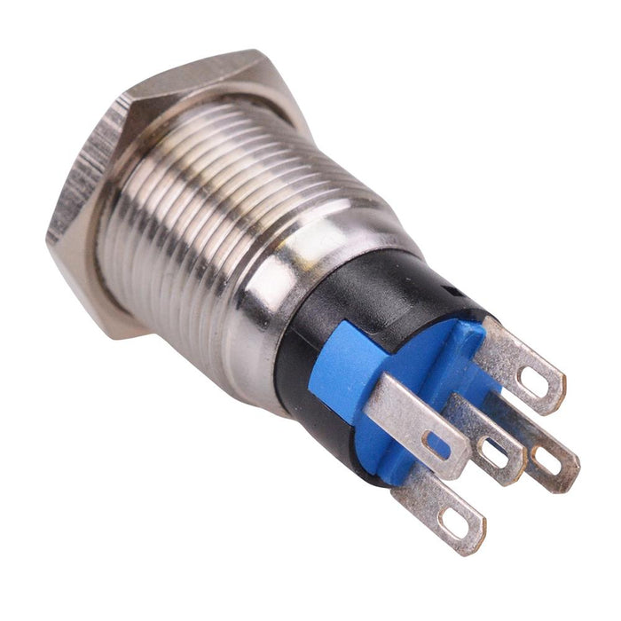 Blue LED 16mm Latching Vandal Push Button Switch 3A SPDT