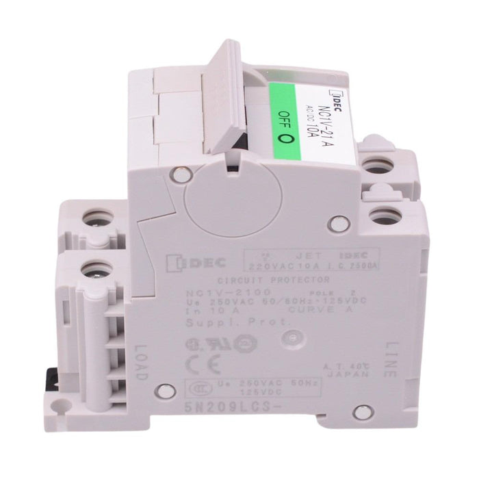 NC1V-2100-10AA IDEC 1-Pole 10A Miniature Circuit Breaker Hydraulic Magnetic DIN Rail