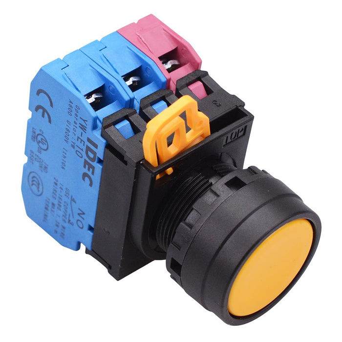 YW1B-M1E21Y Yellow 22mm Momentary Push Button Switch 2NO-1NC IP65 IDEC
