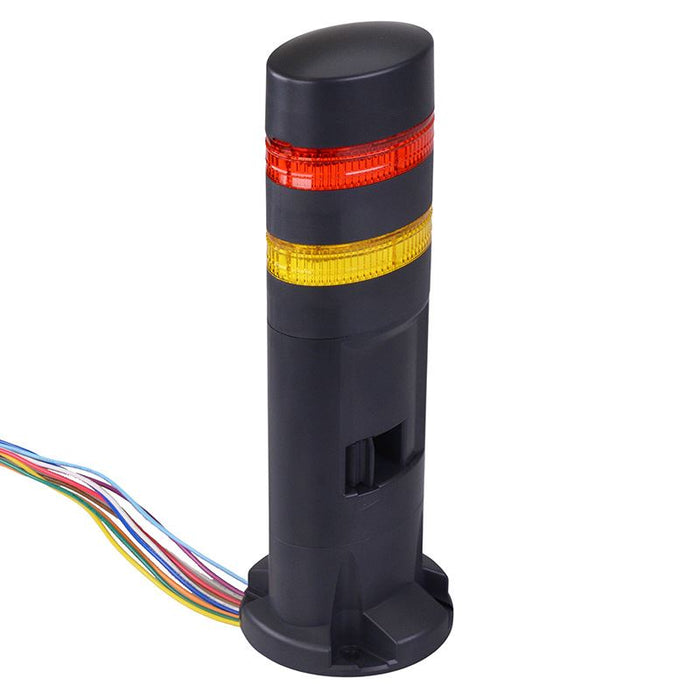 LD6A-2DZQB-RY Red/Yellow Stack Light LED Tower with Sounder & Flasher Direct Mount 24VAC/DC IDEC
