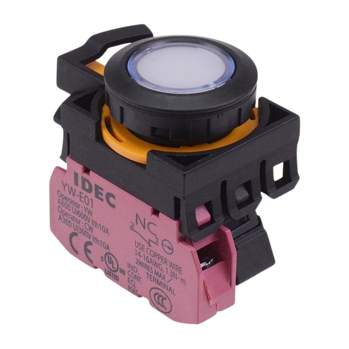 CW1L-M1E01Q3PW White 12V illuminated Momentary Push Button Switch 1NC IP65 IDEC