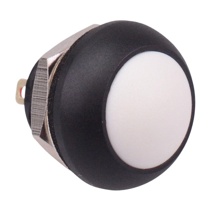 White Off-(On) Momentary 12mm Round Push Button Switch SPST IP67