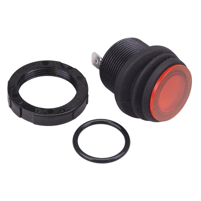 Amber illuminated 230V Waterproof Round 20mm Rocker Switch IP68 SPST 16A