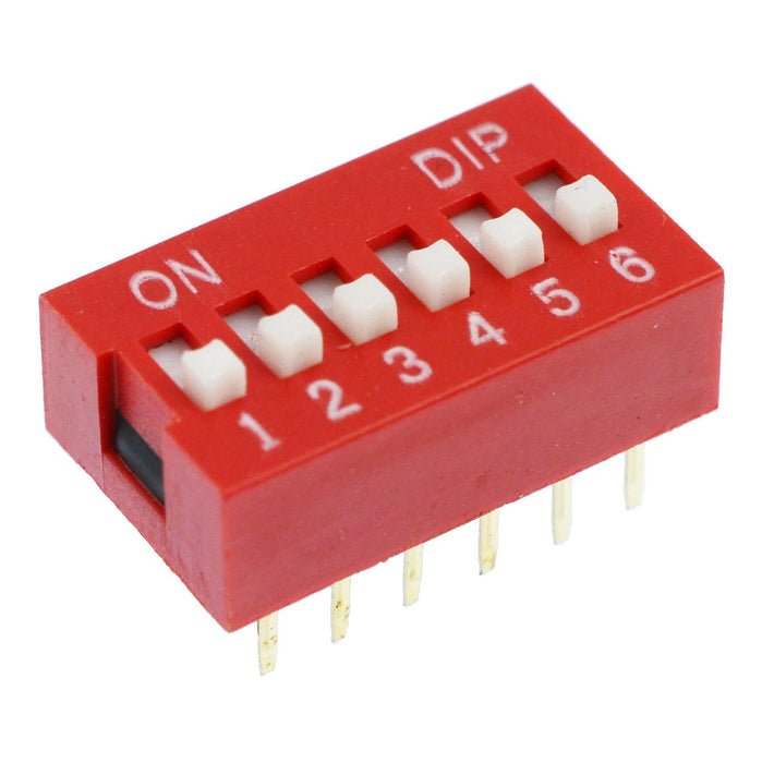 6-Way DIP DIL Red PCB Switch