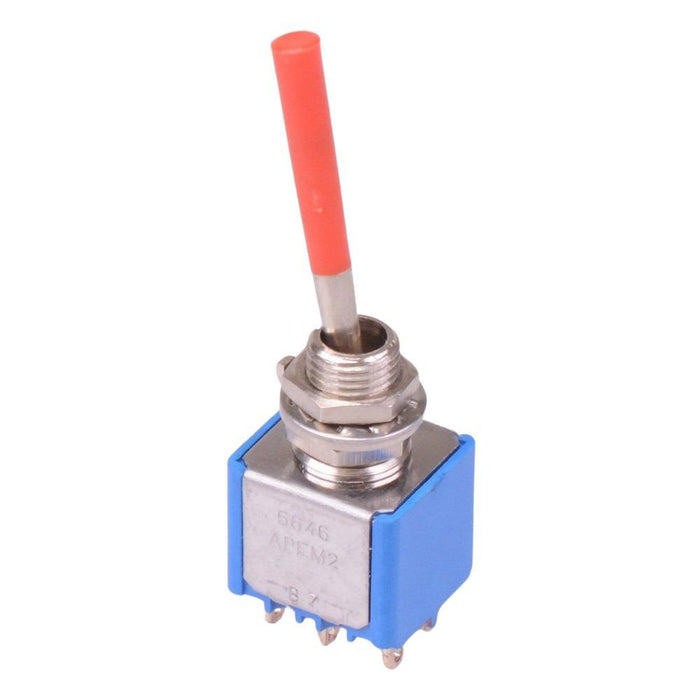 5646AB-21+U646 APEM Red Long Lever On-On Miniature Toggle Switch DPDT
