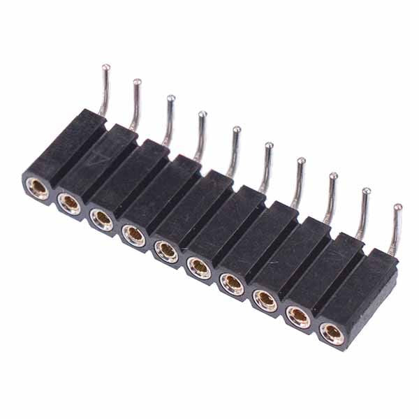 10 Pin SIL Turned Pin Right Angle Socket Connector 2.54mm