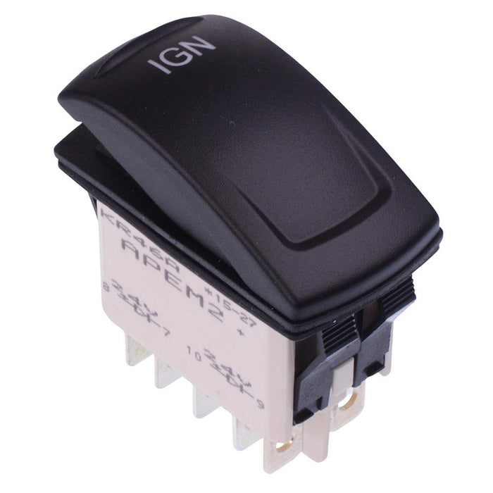 KR46CAKJJG22ND5XXXX APEM IGN On-On Red LED 24V Automotive Rocker Switch DPDT IP68