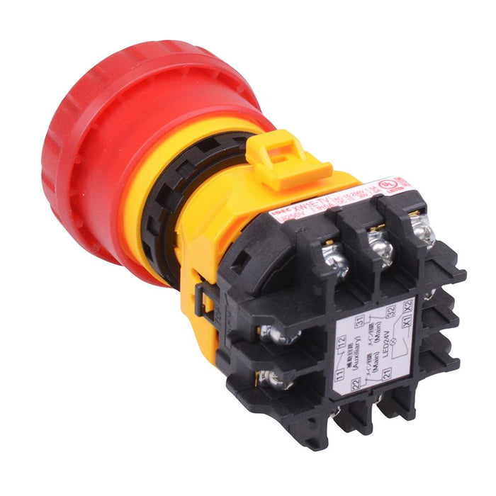 XW1E-TV403Q4MR illuminated 22mm Emergency Stop Switch 3NC IDEC