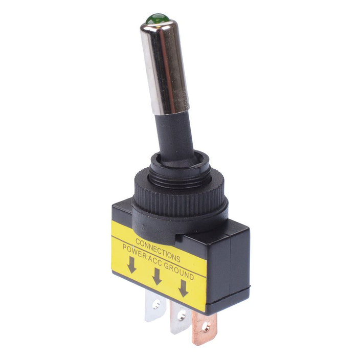 Green LED On-Off Toggle Switch SPST 20A 12V — Switch Electronics | Your ...
