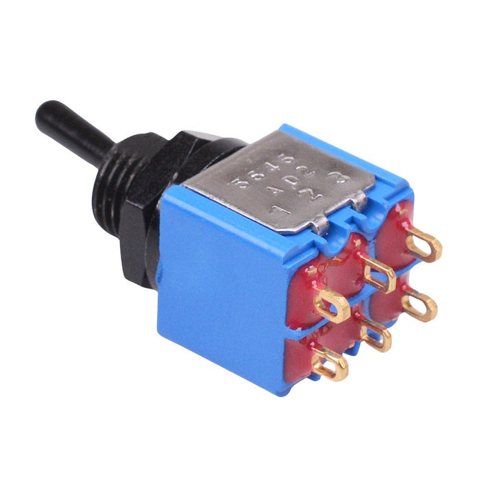 5646AD2GBX443 APEM Black On-On Miniature Toggle Switch Sealed DPDT