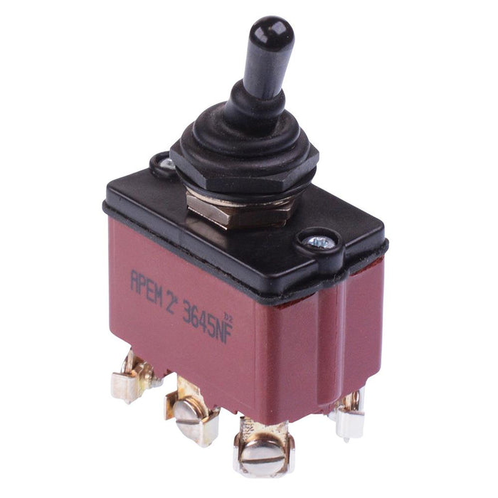 3645NF/G APEM On-(On) Momentary Sealed 12mm Toggle Switch DPDT IP67 12A 28VDC