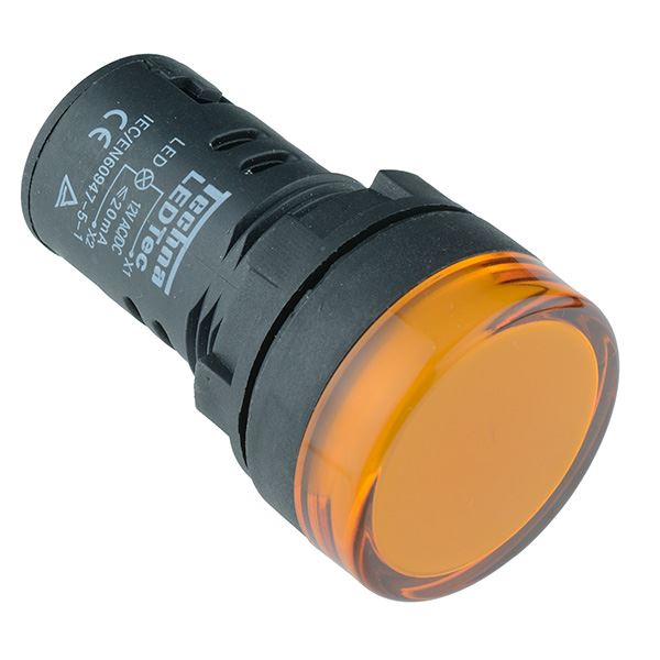 Yellow / Amber 22mm LED Pilot Indicator Light 230V