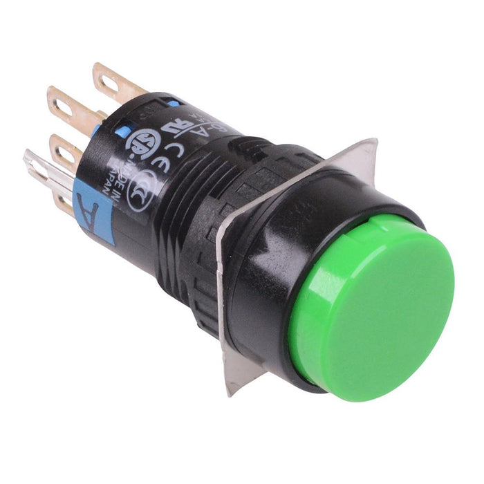 Button Gp Switch AB6M-A2PGC Green 16mm Latching Round Push Button Switch IP65 DPDT ...