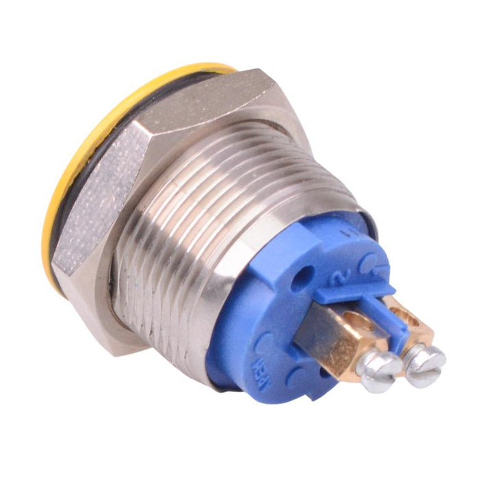 AV09C703D940KX2542-1 APEM Yellow Call 19mm Momentary NO Vandal Push Button Switch SPST