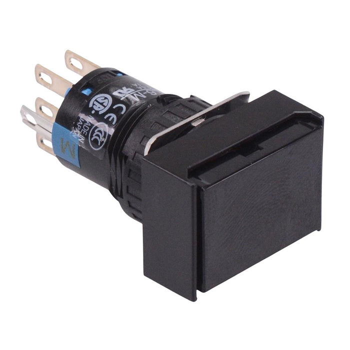 AB6H-A2BC Black 16mm Latching Rectangle Push Button Switch IP65 DPDT