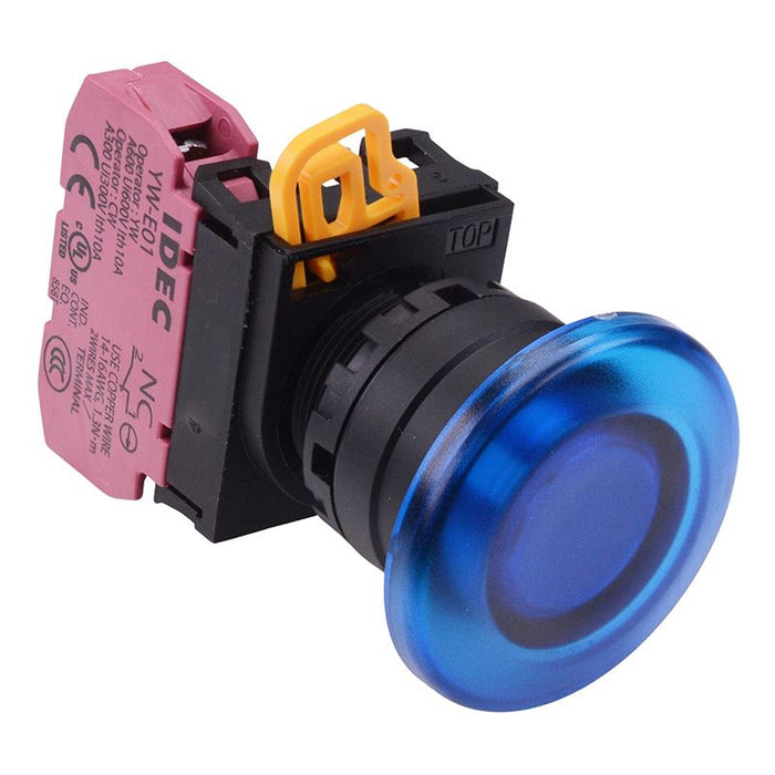YW1L-M4E01Q0S Blue 22mm Mushroom Momentary Push Button Switch NC IP65 IDEC