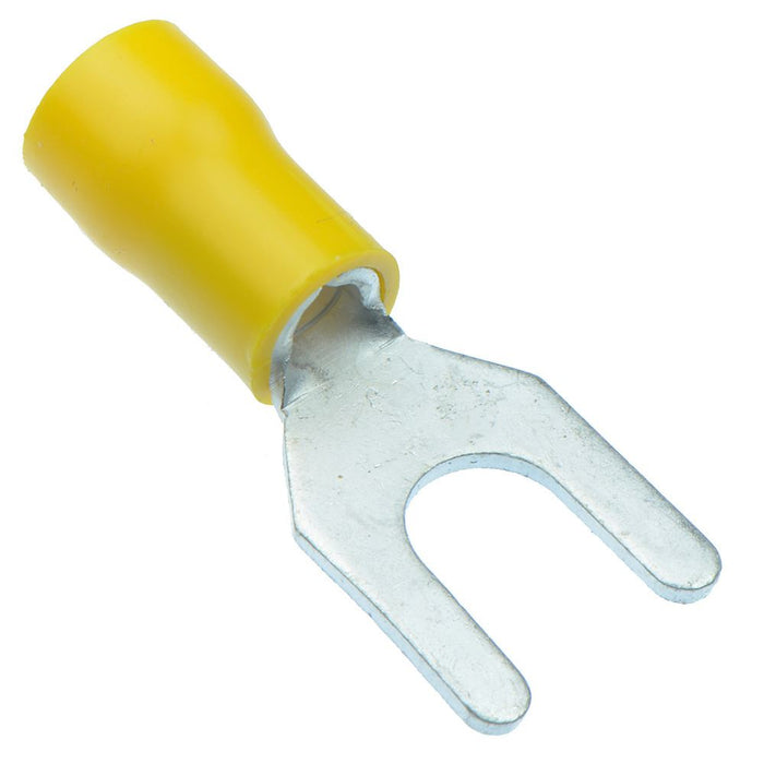 Yellow 6.4mm Insulated Crimp Fork Terminal (Pack of 100)