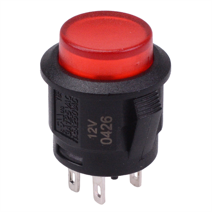 Off-(On) Momentary Red 12V LED 16mm Push Button Switch SPST R13-523AL-05