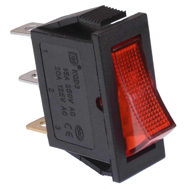 Red On-Off Rectangle Rocker Switch 230V 15A — Switch Electronics | Your ...