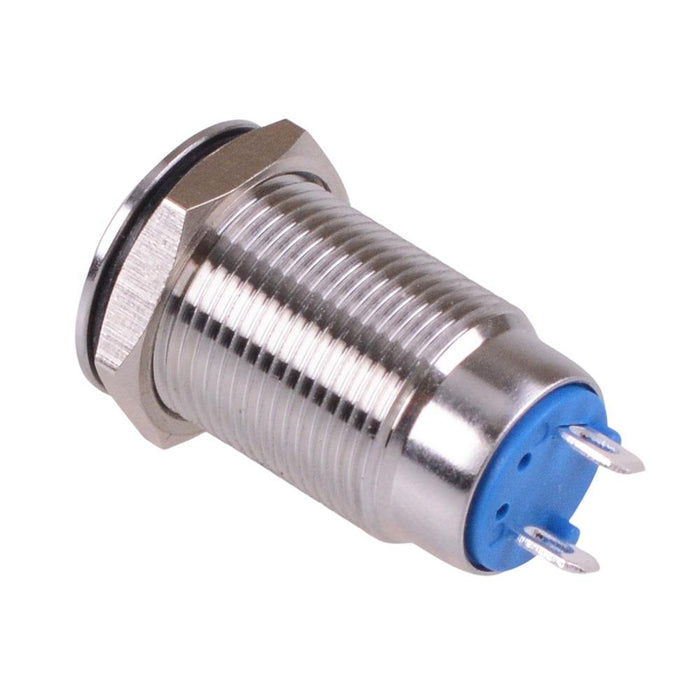 On-Off Latching 12mm Flat Push Button Switch Stainless Steel IP65