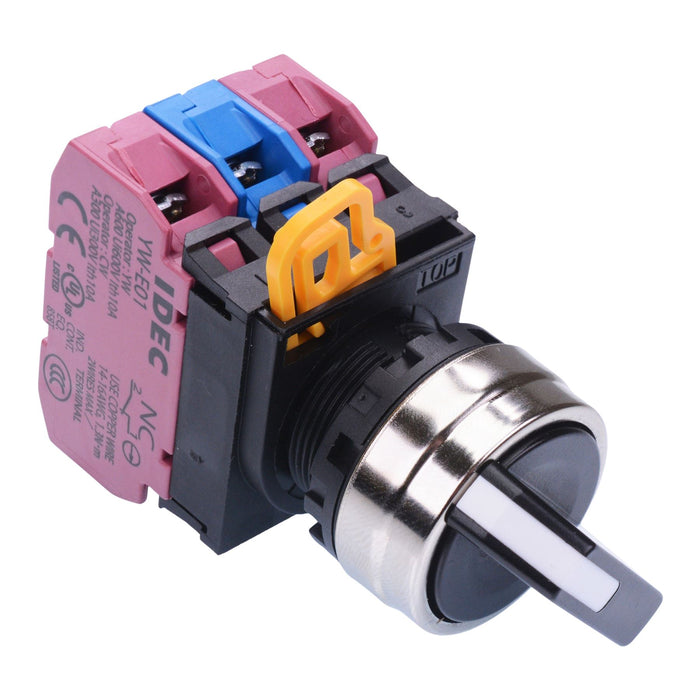 YW4S-3E12 22mm Metal Bezel 3 Position Maintained Selector Switch 1NO-2NC IP65 IDEC